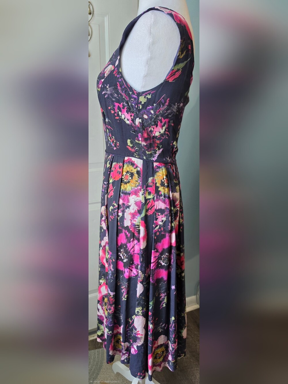 Monsoon UK Hatty Heritage Print Fit & Flare Dress Womens 4 Black & Multi Floral - Picture 3 of 14